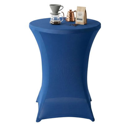 Table Tek Round Blue Spandex Table Cover - Bar Height - 36" - 10 count box