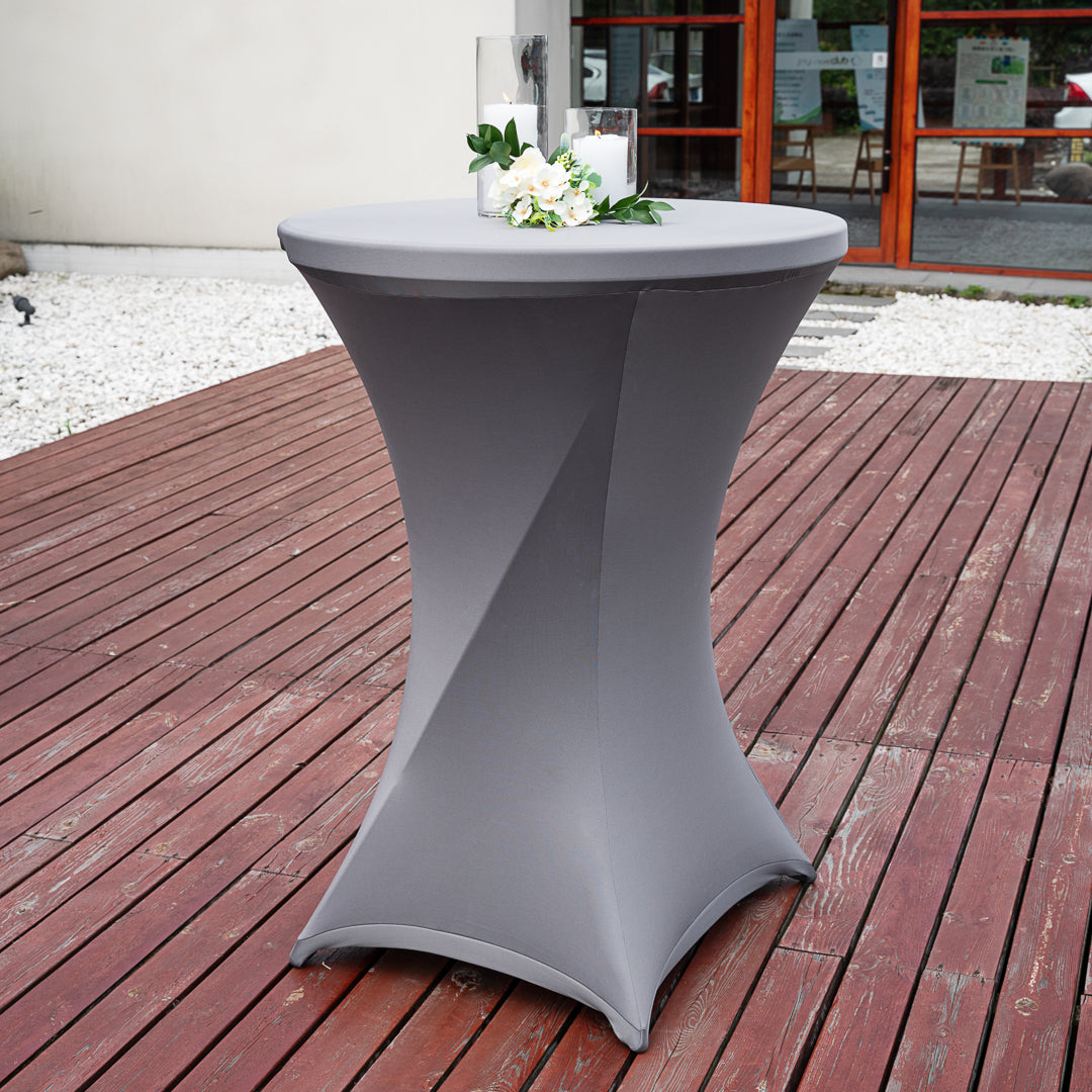 Table Tek Round Gray Spandex Table Cover - Bar Height - 36" - 1 count box