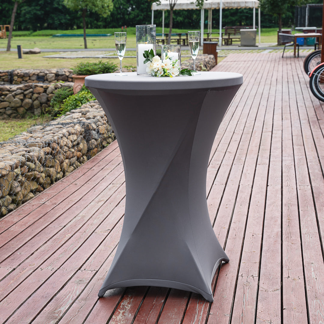 Table Tek Round Gray Spandex Table Cover - Bar Height - 36" - 1 count box