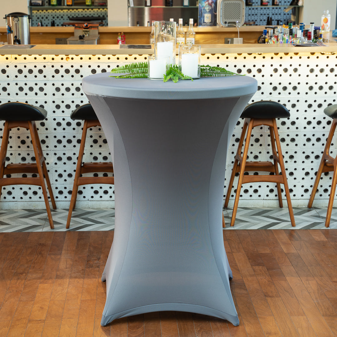 Table Tek Round Gray Spandex Table Cover - Bar Height - 36" - 1 count box