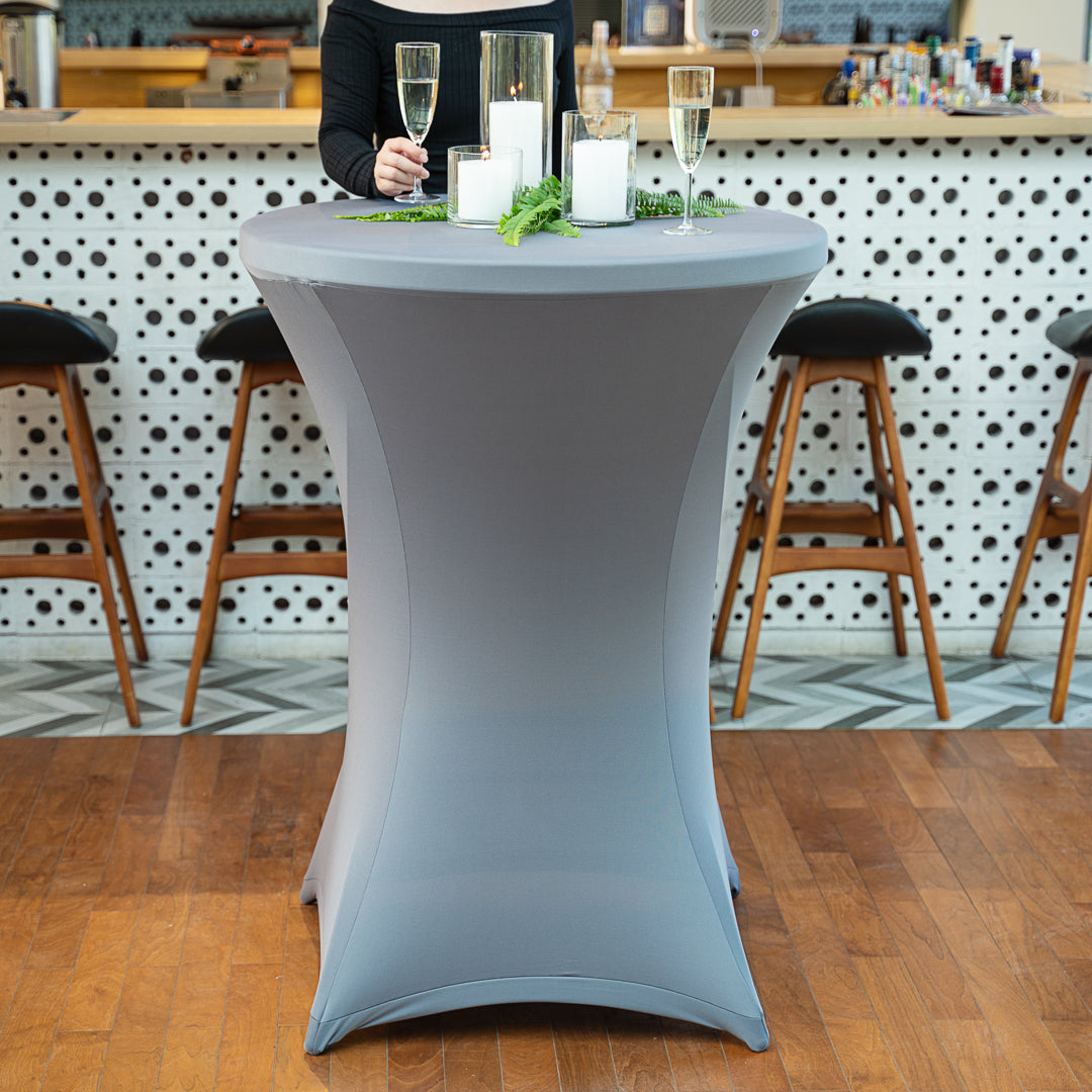 Table Tek Round Gray Spandex Table Cover - Bar Height - 36" - 1 count box