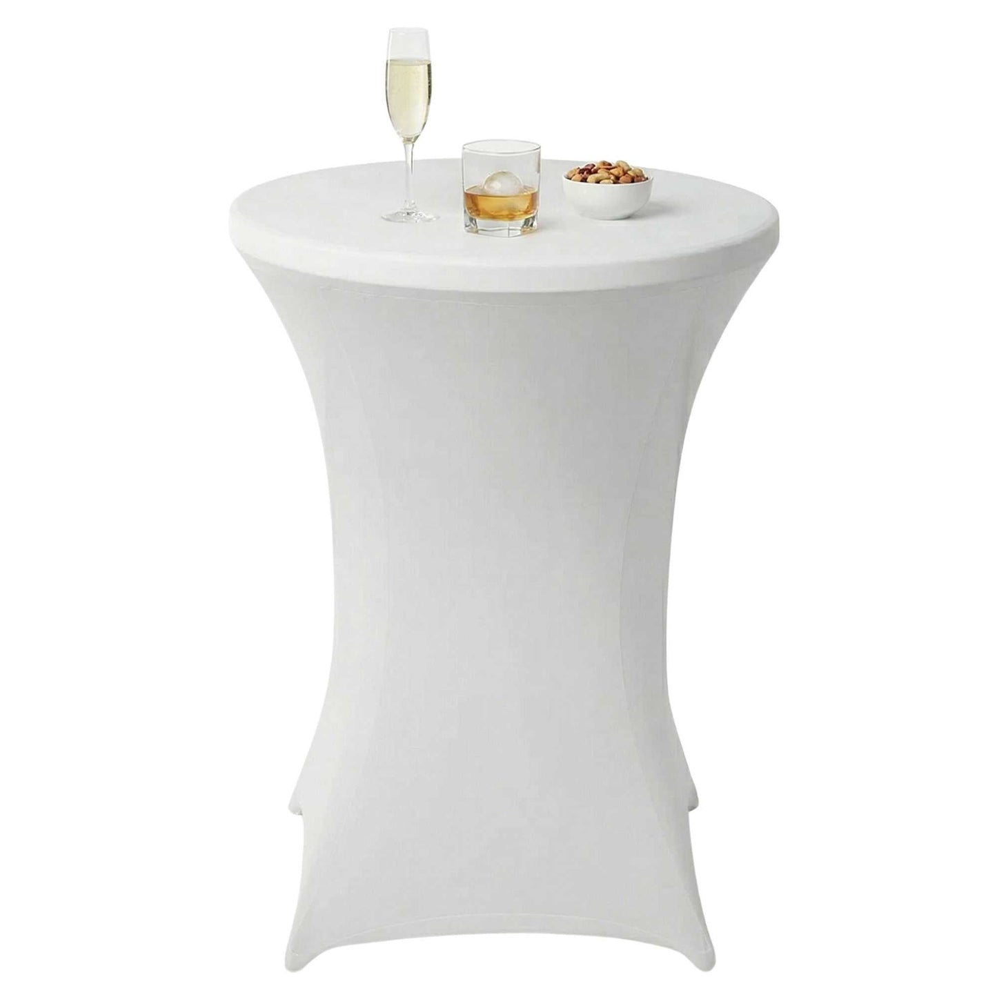 Table Tek Round White Spandex Table Cover - Bar Height - 36" - 10 count box