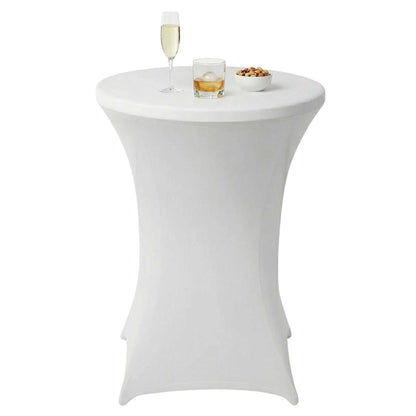 Table Tek Round White Spandex Table Cover - Bar Height - 36" - 10 count box