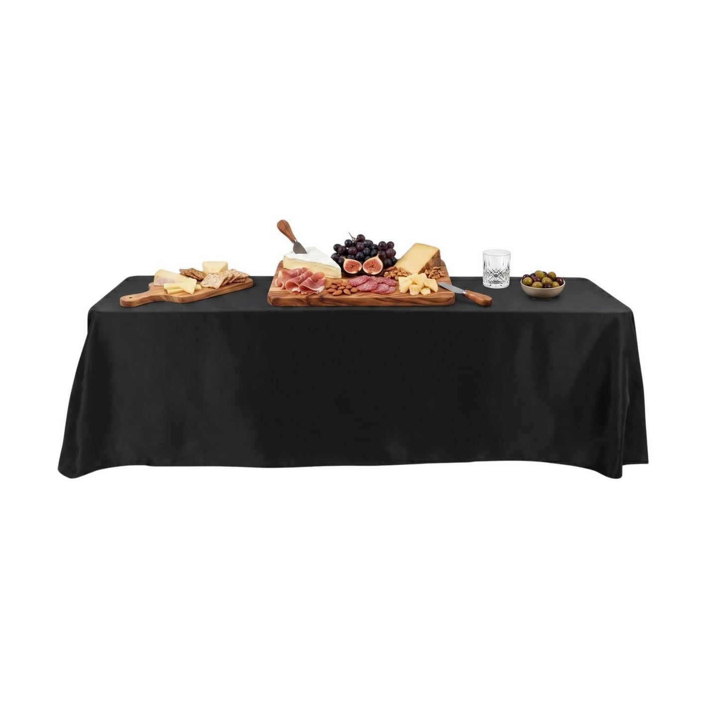 Table Tek Rectangle Black Polyester Cloth Table Cover - Hemmed - 90" x 132" - 1 count box