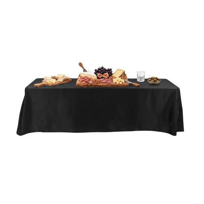 Table Tek Rectangle Black Polyester Cloth Table Cover - Hemmed - 90" x 132" - 1 count box