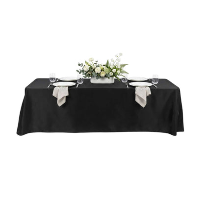 Table Tek Rectangle Black Polyester Cloth Table Cover - Hemmed - 90" x 132" - 10 count box