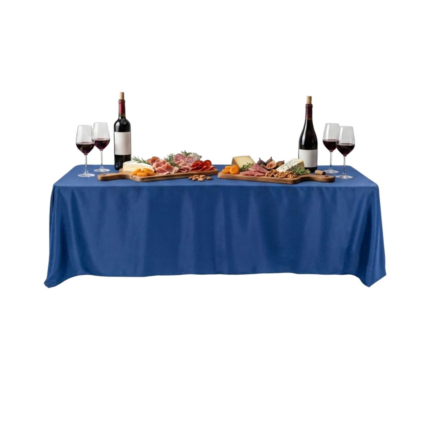 Table Tek Rectangle Blue Polyester Cloth Table Cover - Hemmed - 90" x 132" - 1 count box