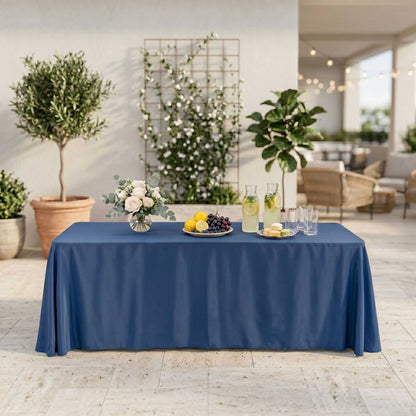 Table Tek Rectangle Blue Polyester Cloth Table Cover - Hemmed - 90" x 132" - 10 count box
