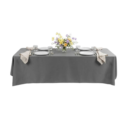 Table Tek Rectangle Gray Polyester Cloth Table Cover - Hemmed - 90" x 132" - 1 count box