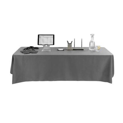 Table Tek Rectangle Gray Polyester Cloth Table Cover - Hemmed - 90" x 132" - 1 count box