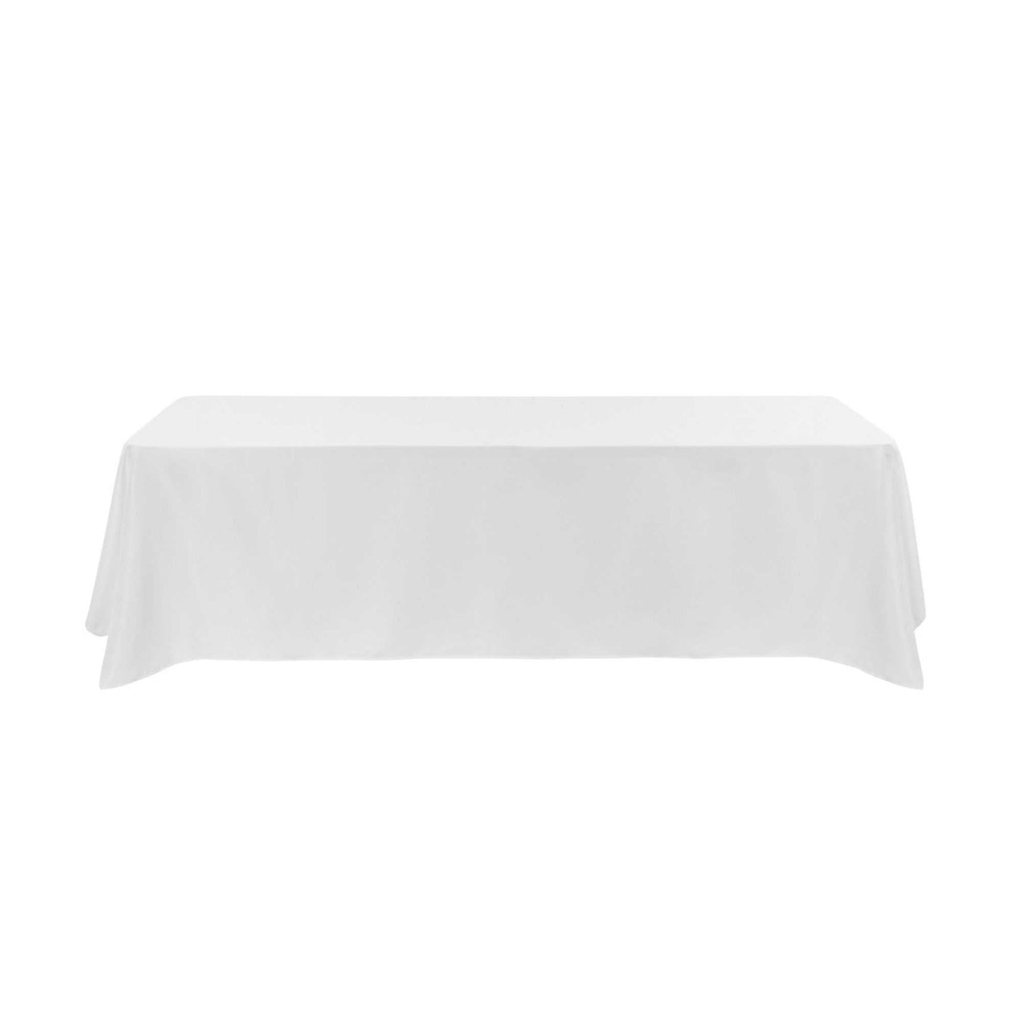 Table Tek Rectangle White Polyester Cloth Table Cover - Hemmed - 90" x 132" - 1 count box