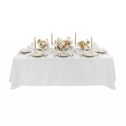 Table Tek Rectangle White Polyester Cloth Table Cover - Hemmed - 90" x 132" - 1 count box