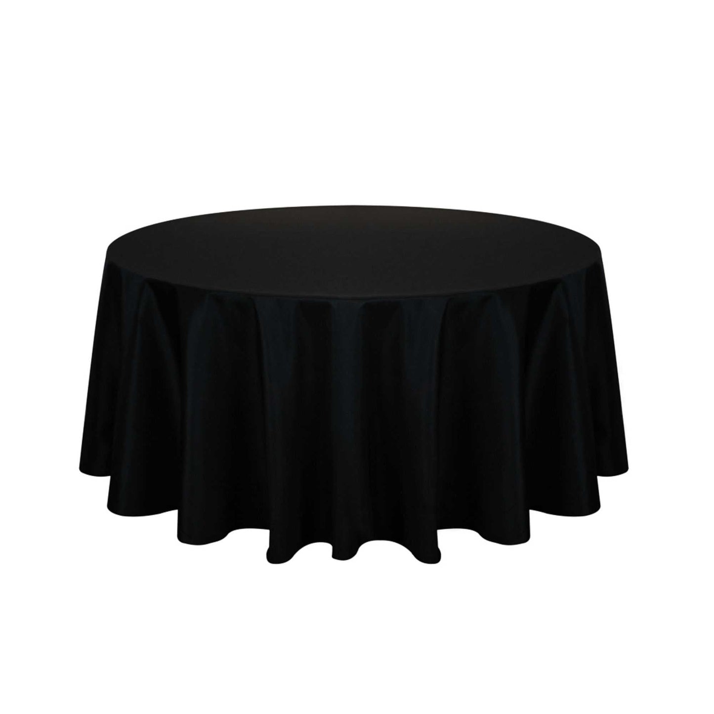 Table Tek Round Black Polyester Cloth Table Cover - Hemmed - 120" - 1 count box
