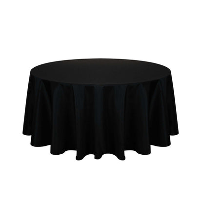 Table Tek Round Black Polyester Cloth Table Cover - Hemmed - 120" - 1 count box