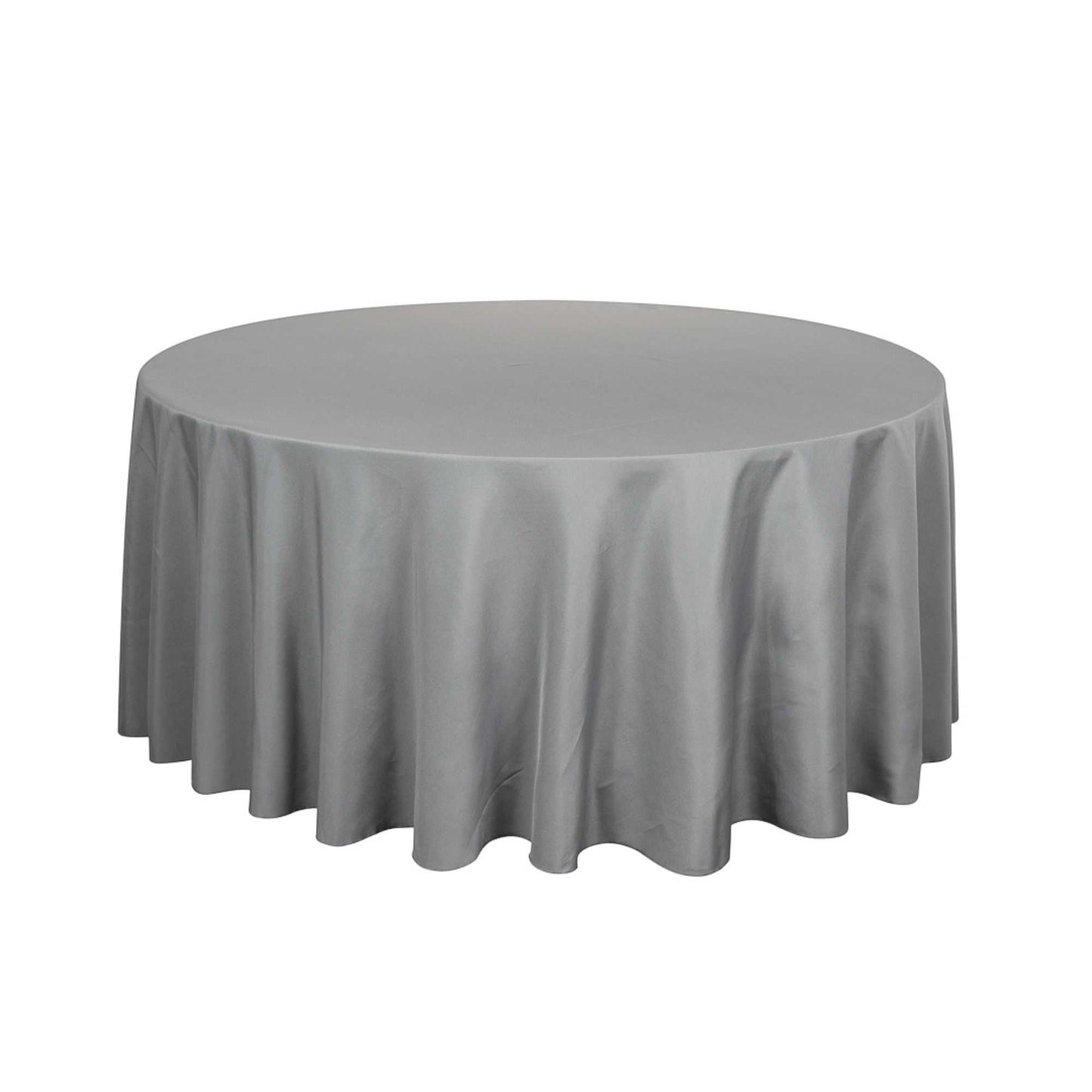 Table Tek Round Gray Polyester Cloth Table Cover - Hemmed - 120" - 1 count box