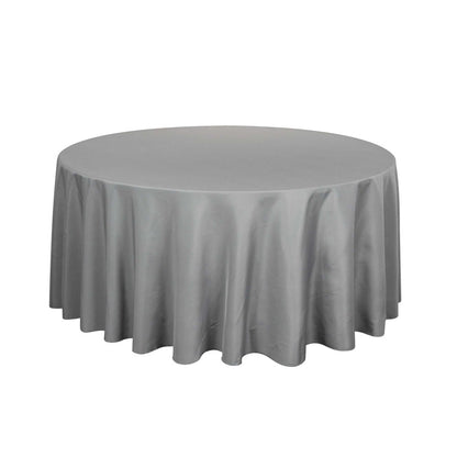 Table Tek Round Gray Polyester Cloth Table Cover - Hemmed - 120" - 1 count box