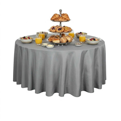 Table Tek Round Gray Polyester Cloth Table Cover - Hemmed - 120" - 1 count box