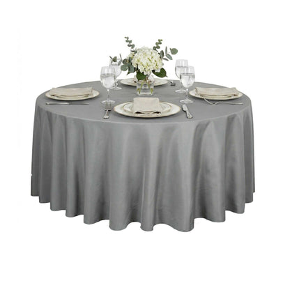 Table Tek Round Gray Polyester Cloth Table Cover - Hemmed - 120" - 10 count box