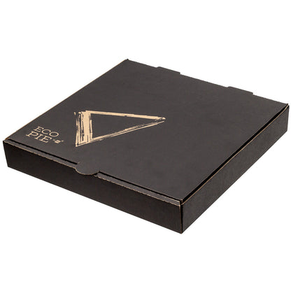 Eco Pie Kraft and Black Paper Corrugated Pizza Box - Repurpose for Plates - 10 3/4" x 10 3/4" x 1 3/4" - 50 count box