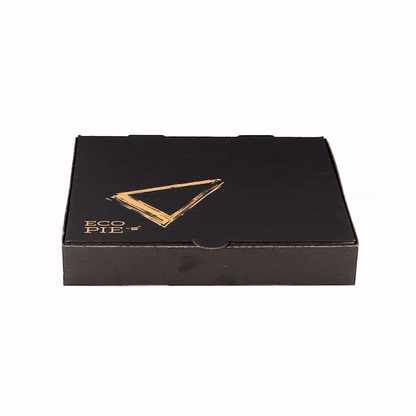 Eco Pie Kraft and Black Paper Corrugated Pizza Box - Repurpose for Plates - 10 3/4" x 10 3/4" x 1 3/4" - 50 count box