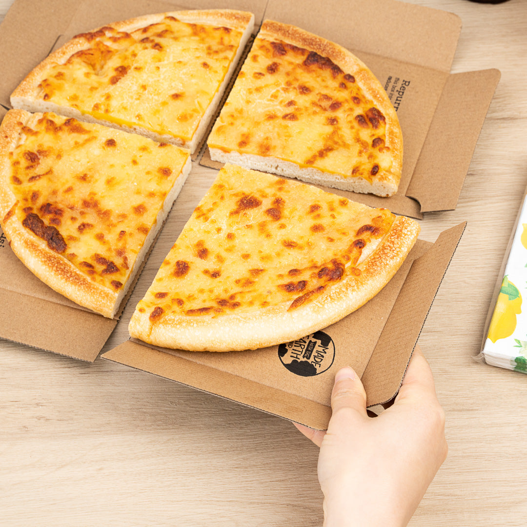 Eco Pie Kraft and Black Paper Corrugated Pizza Box - Repurpose for Plates - 10 3/4" x 10 3/4" x 1 3/4" - 50 count box