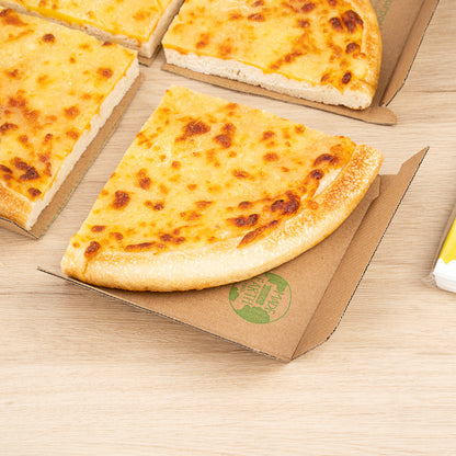 Eco Pie Kraft and Green Paper Corrugated Pizza Box - Repurpose for Plates - 10 3/4" x 10 3/4" x 1 3/4" - 50 count box