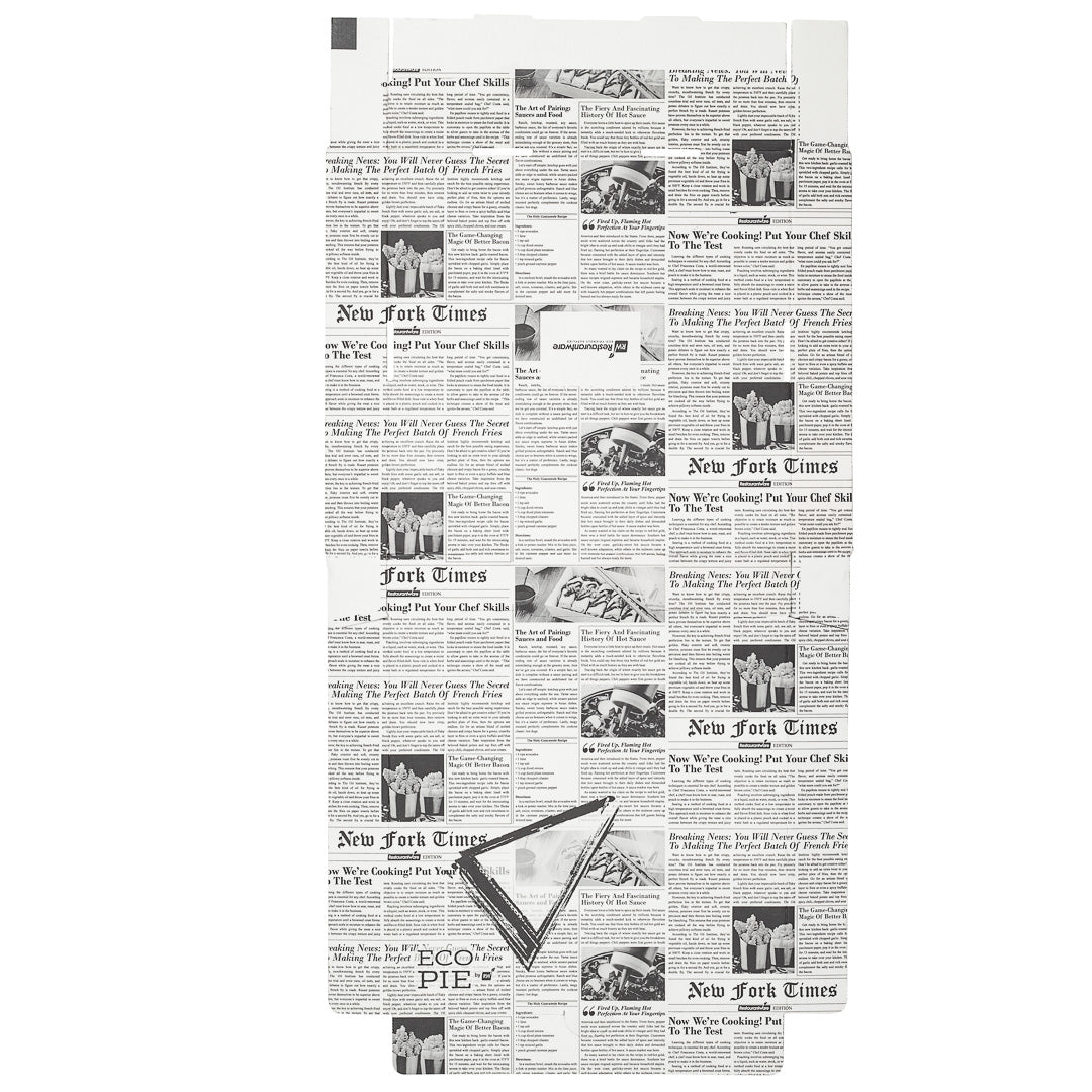 Eco Pie Newsprint and White Paper Corrugated Pizza Box - Repurpose for Plates - 10 3/4" x 10 3/4" x 1 3/4" - 50 count box