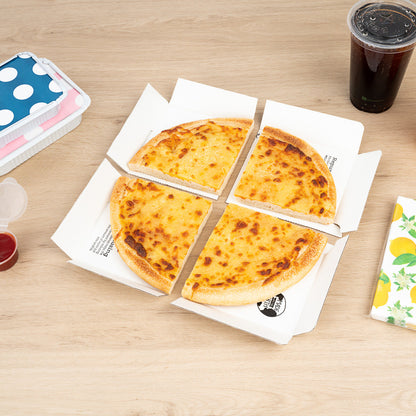 Eco Pie Newsprint and White Paper Corrugated Pizza Box - Repurpose for Plates - 10 3/4" x 10 3/4" x 1 3/4" - 50 count box