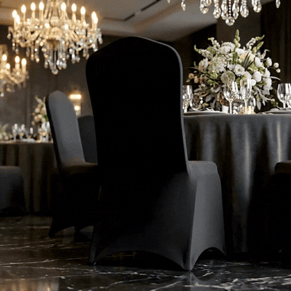 Table Tek Black Spandex Banquet Chair Cover - Universal, Stretch - 1 count box