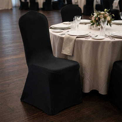 Table Tek Black Spandex Banquet Chair Cover - Universal, Stretch - 10 count box