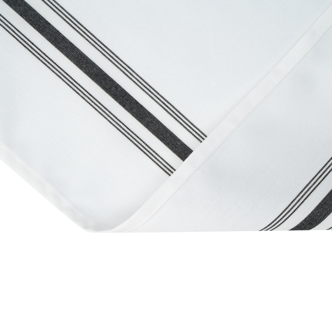 Luxenap White Woven Cloth Bistro Napkin - Black Stripe - 18 1/2" x 22 3/4" - 10 count box