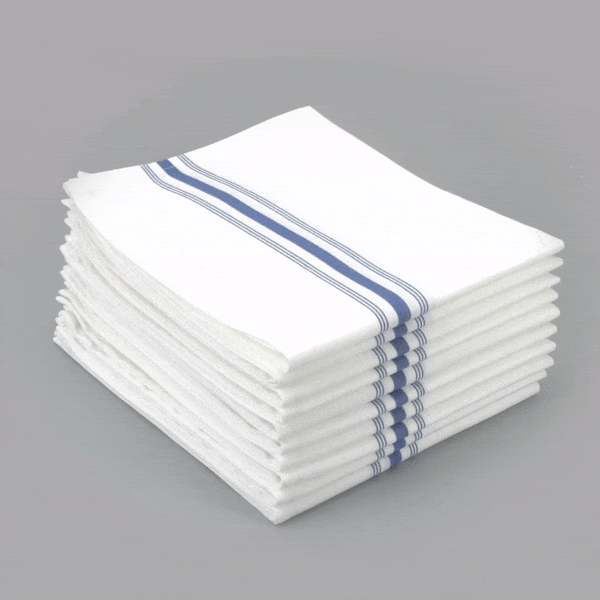 Luxenap White Woven Cloth Bistro Napkin - Blue Stripe - 18 1/2" x 22 3/4" - 10 count box
