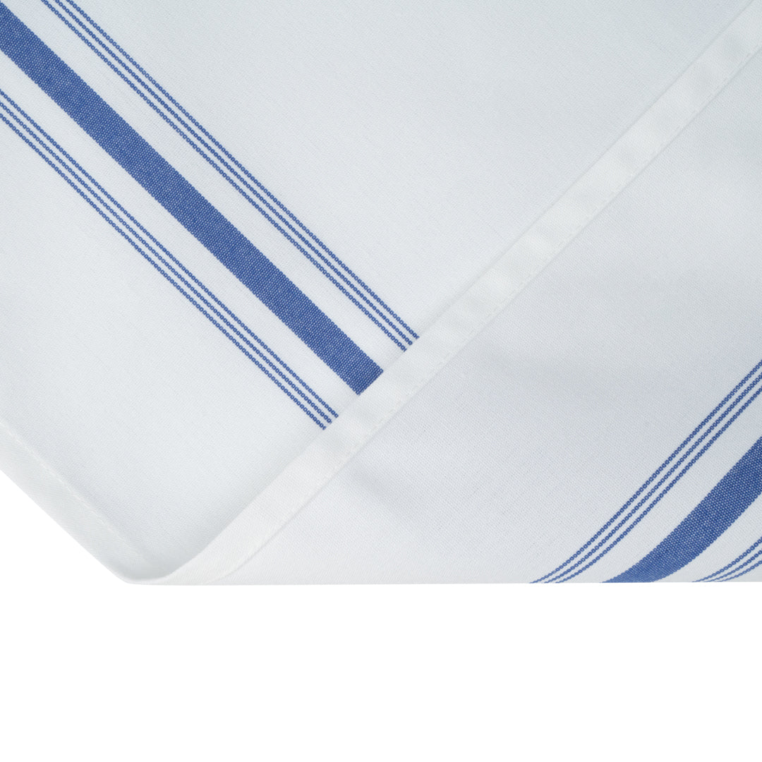 Luxenap White Woven Cloth Bistro Napkin - Blue Stripe - 18 1/2" x 22 3/4" - 10 count box