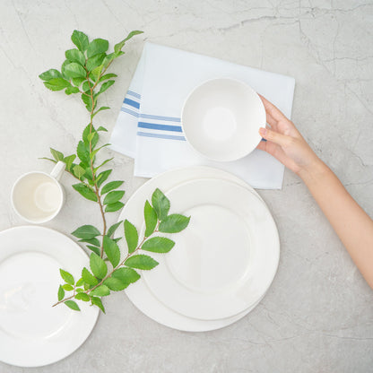 Luxenap White Woven Cloth Bistro Napkin - Blue Stripe - 18 1/2" x 22 3/4" - 10 count box