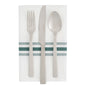 Luxenap White Woven Cloth Bistro Napkin - Green Stripe - 18 1/2" x 22 3/4" - 10 count box