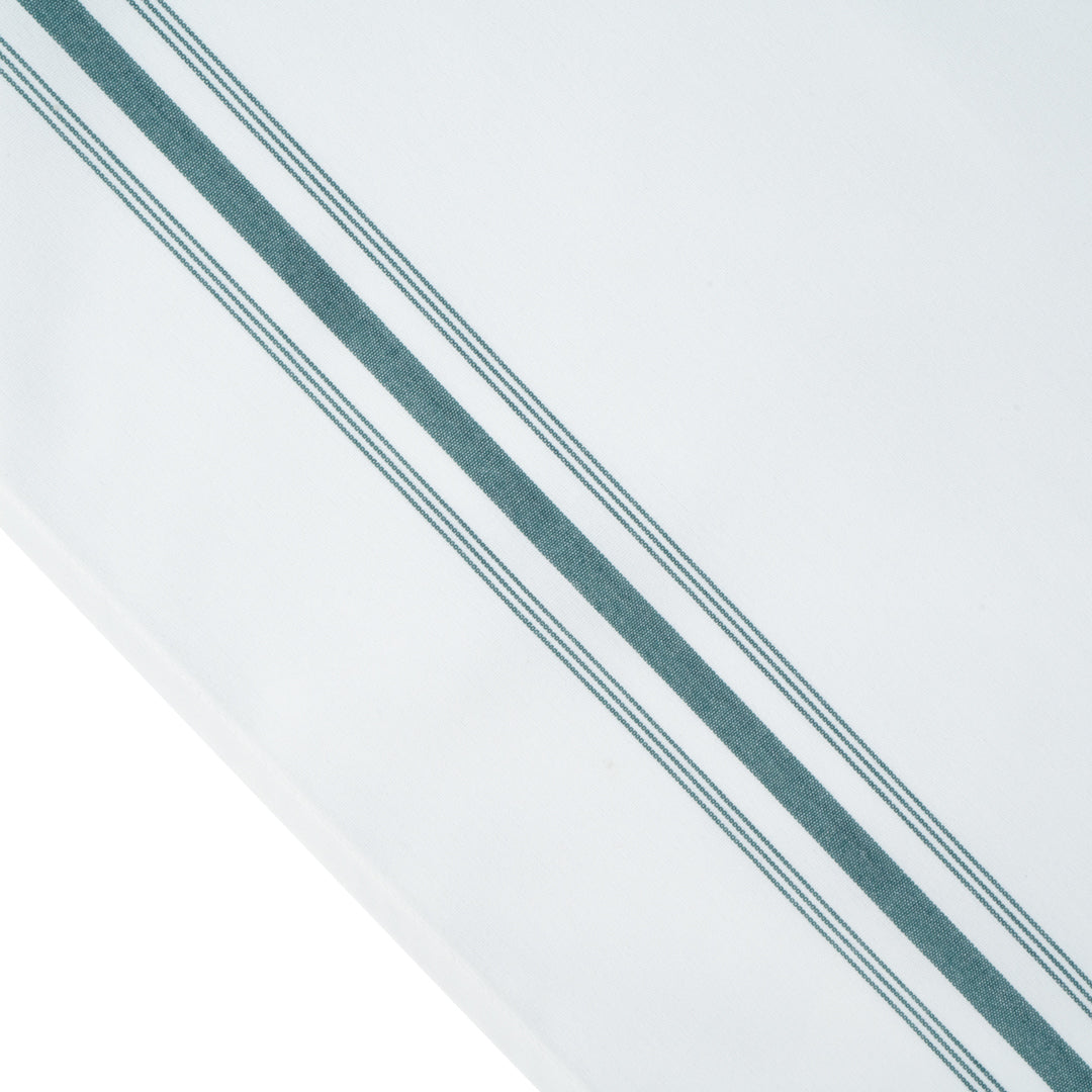 Luxenap White Woven Cloth Bistro Napkin - Green Stripe - 18 1/2" x 22 3/4" - 10 count box
