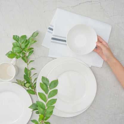 Luxenap White Woven Cloth Bistro Napkin - Gray Stripe - 18 1/2" x 22 3/4" - 10 count box