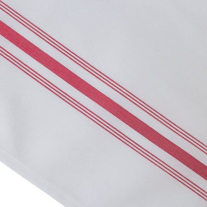 Luxenap White Woven Cloth Bistro Napkin - Red Stripe - 18 1/2" x 22 3/4" - 10 count box