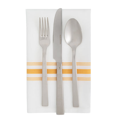 Luxenap White Woven Cloth Bistro Napkin - Yellow Stripe - 18 1/2" x 22 3/4" - 10 count box