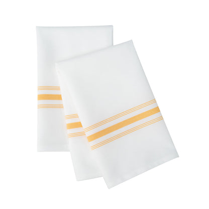 Luxenap White Woven Cloth Bistro Napkin - Yellow Stripe - 18 1/2" x 22 3/4" - 10 count box