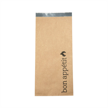 Bag Tek Kraft Paper Printed Foil Bag - Qt. Size, Bon Appetit - 5 1/2" x 3 1/4" x 12" - 100 count box