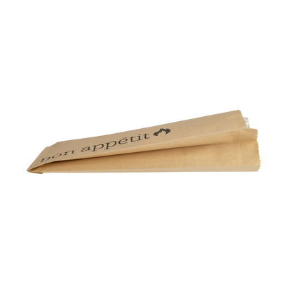 Bag Tek Kraft Paper Printed Foil Bag - Qt. Size, Bon Appetit - 5 1/2" x 3 1/4" x 12" - 100 count box