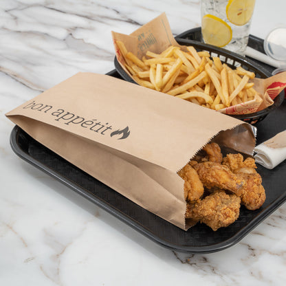 Bag Tek Kraft Paper Printed Foil Bag - Qt. Size, Bon Appetit - 5 1/2" x 3 1/4" x 12" - 100 count box