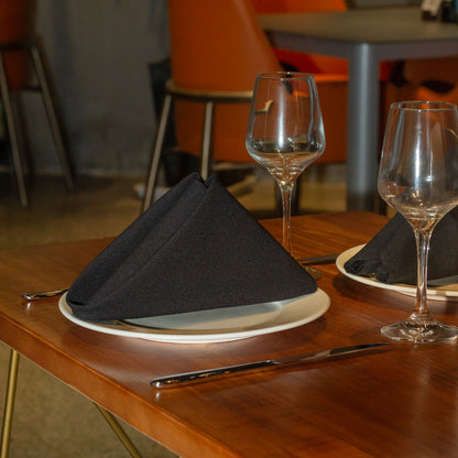 Luxenap Black 100% Polyester Cloth Napkin - 20" x 20" - 10 count box