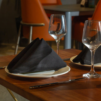 Luxenap Black 100% Polyester Cloth Napkin - 20" x 20" - 10 count box