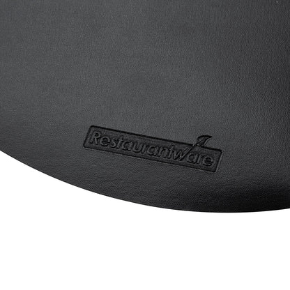 Chef 101 Round Black Vinyl Placemat - Embossed - 15" x 15" - 6 count box