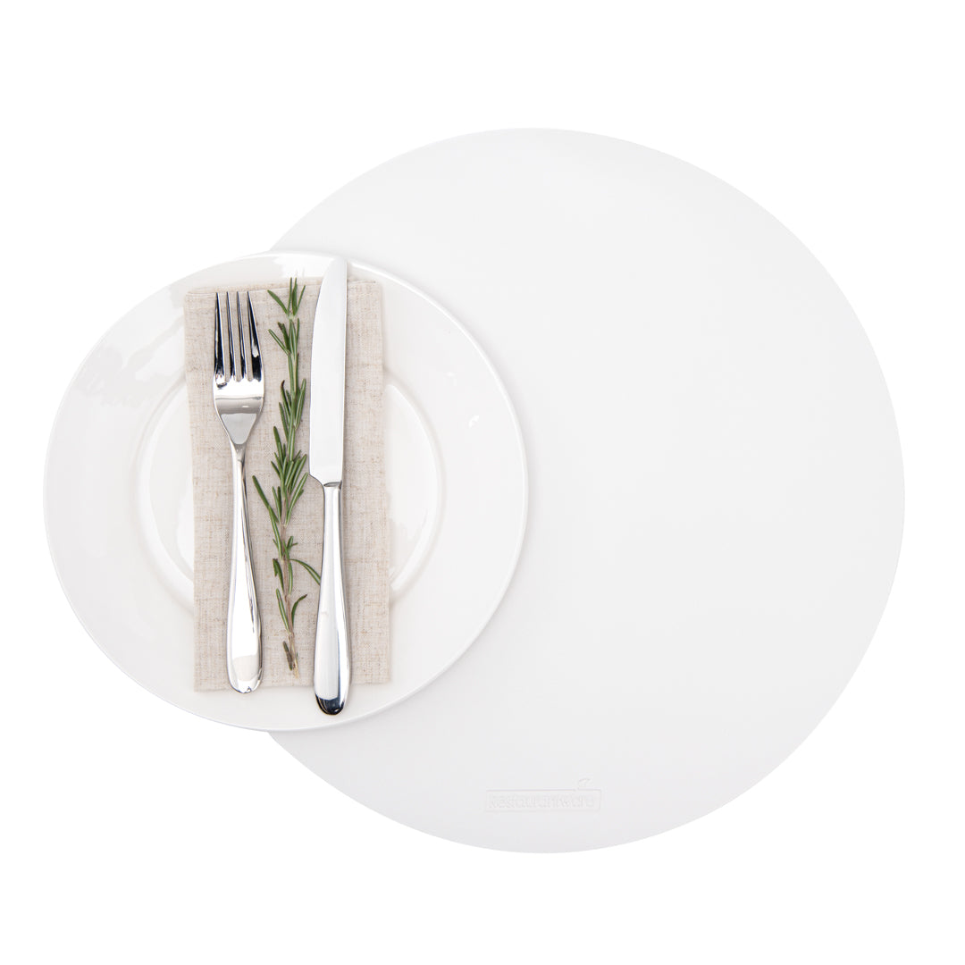 Chef 101 Round White Vinyl Placemat - Embossed - 15" x 15" - 6 count box