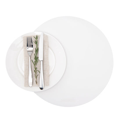 Chef 101 Round White Vinyl Placemat - Embossed - 15" x 15" - 6 count box