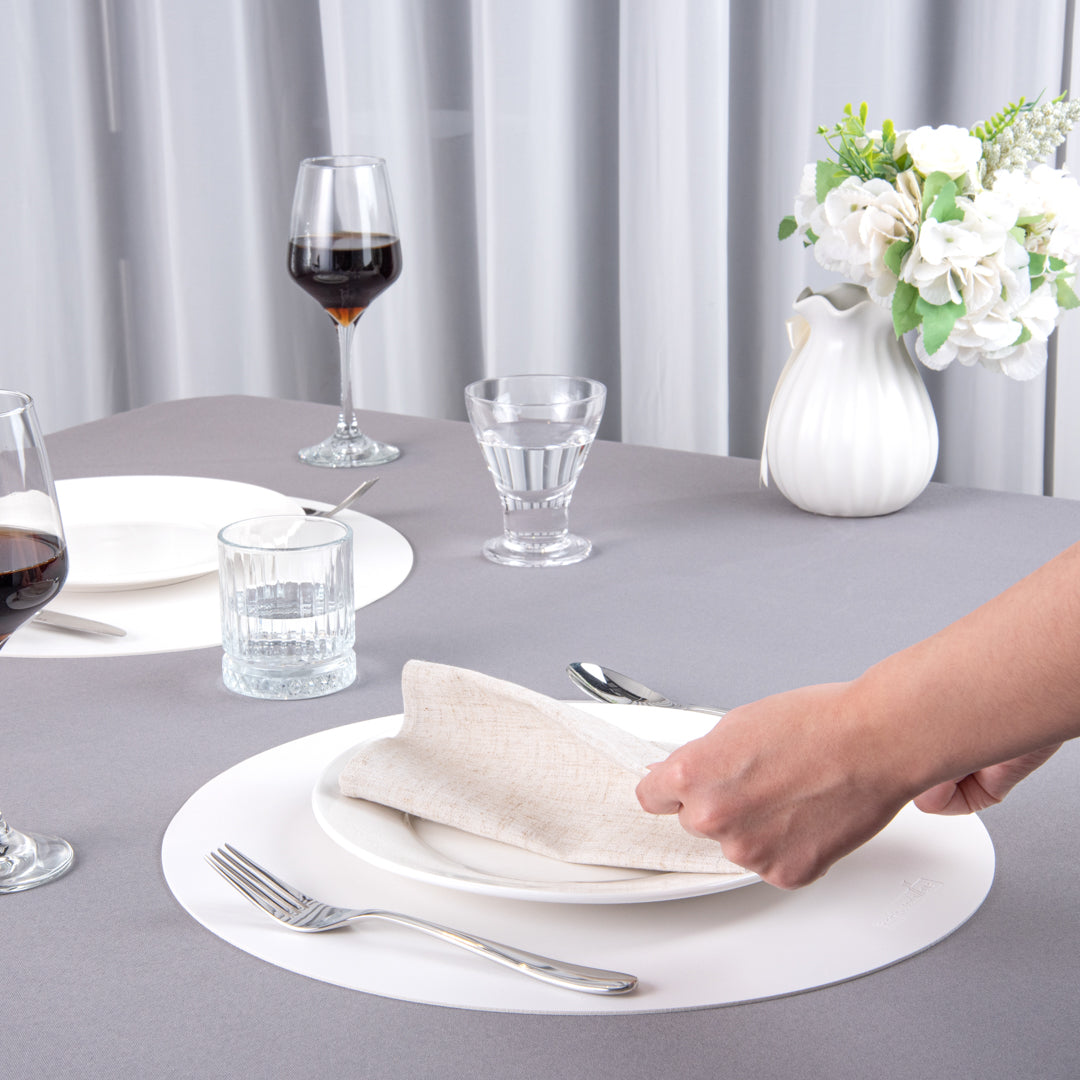 Chef 101 Round White Vinyl Placemat - Embossed - 15" x 15" - 6 count box