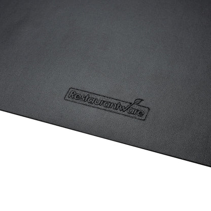 Chef 101 Oval Black Vinyl Placemat - Embossed - 17 3/4" x 12" - 6 count box